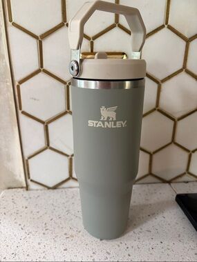 Stanley Grey Travel Tumbler with Beige Handle